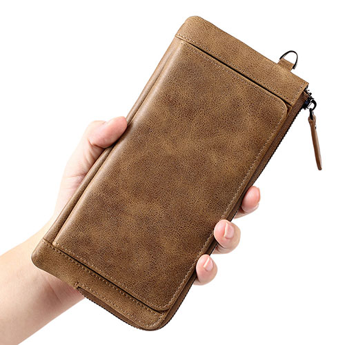 Universal Leather Wristlet Wallet Handbag Case K04 Brown