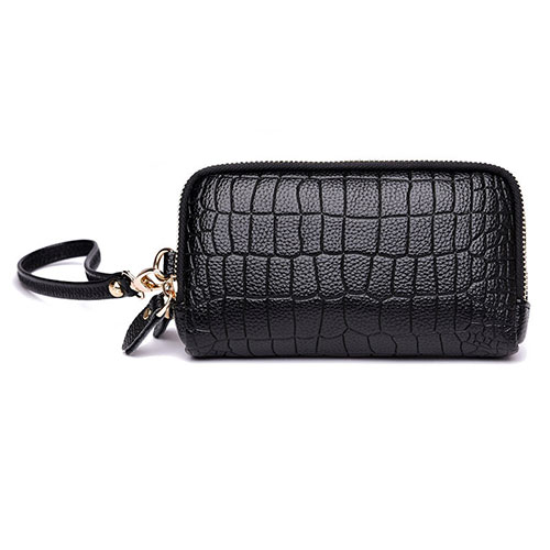 Universal Leather Wristlet Wallet Handbag Case K09 Black