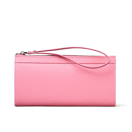 Universal Silkworm Leather Wristlet Wallet Handbag Case Pink