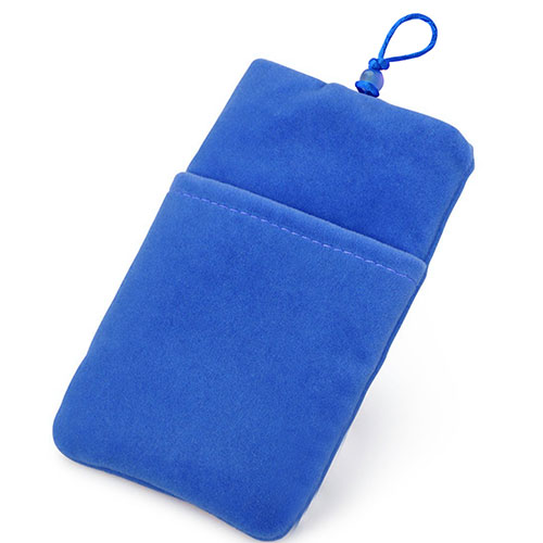 Universal Sleeve Velvet Bag Case Tow Pocket Blue
