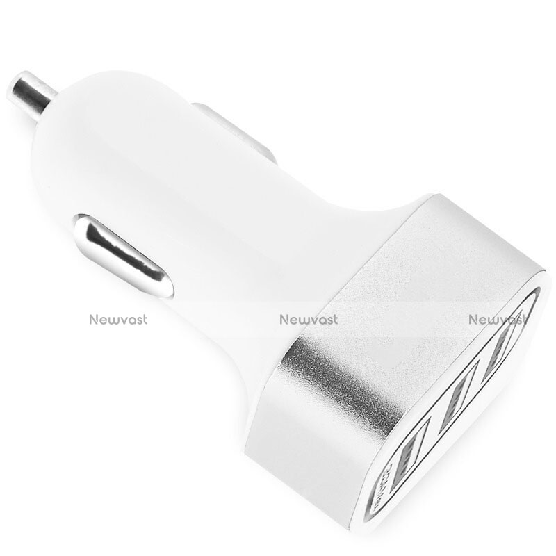 3.0A Car Charger Adapter 3 USB Port Cigarette Lighter USB Charger Universal Fast Charging U07 Silver