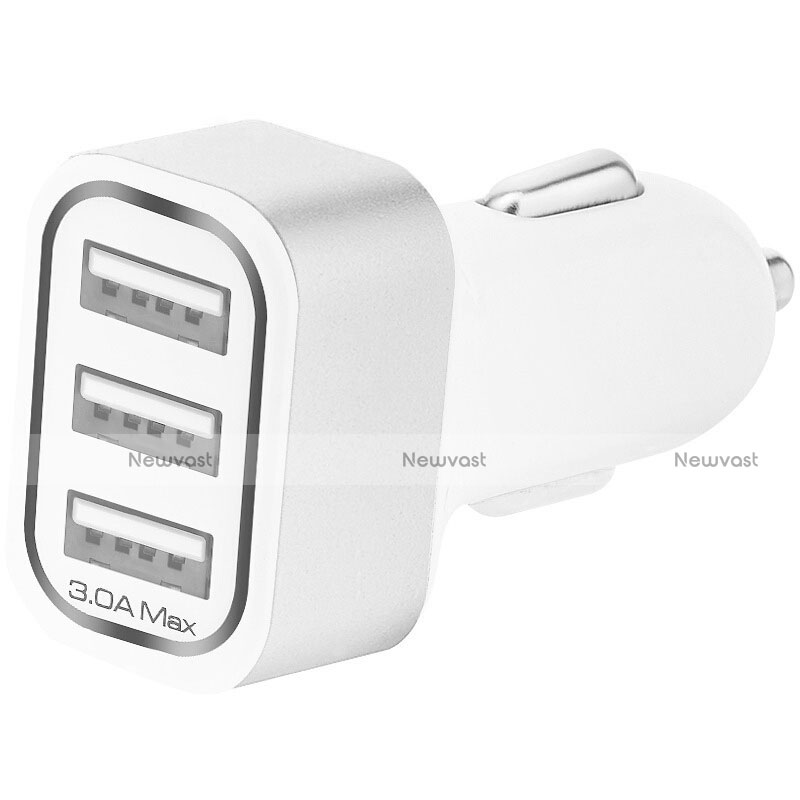 3.0A Car Charger Adapter 3 USB Port Cigarette Lighter USB Charger Universal Fast Charging U07 Silver