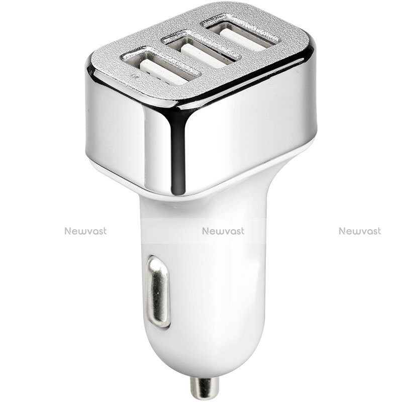 3.0A Car Charger Adapter 3 USB Port Cigarette Lighter USB Charger Universal Fast Charging U09 Silver