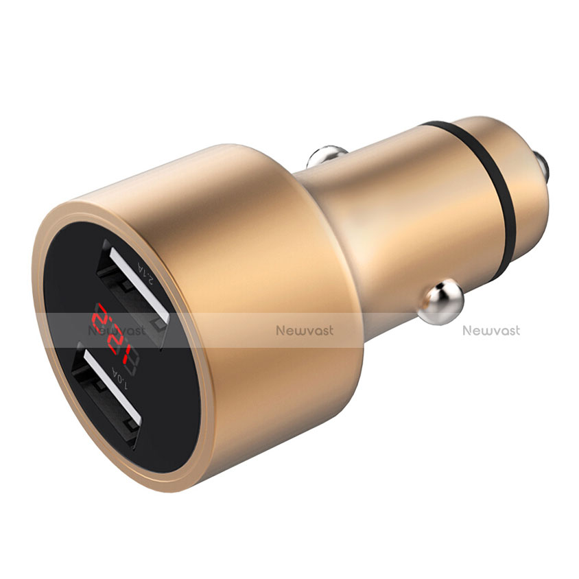3.1A Car Charger Adapter Dual USB Twin Port Cigarette Lighter USB Charger Universal Fast Charging Gold