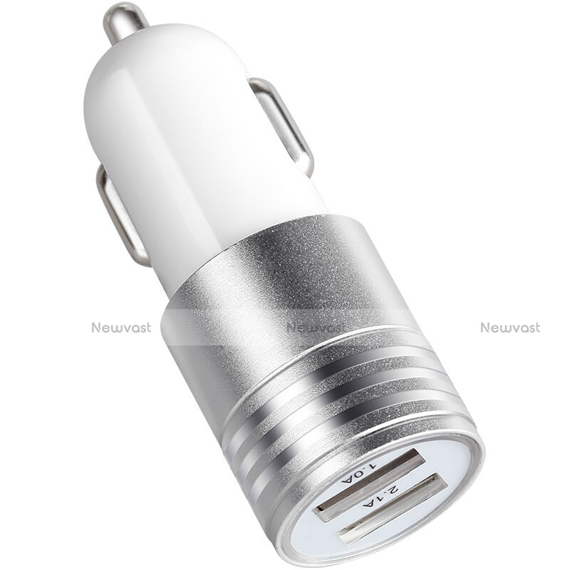 3.1A Car Charger Adapter Dual USB Twin Port Cigarette Lighter USB Charger Universal Fast Charging U04 White