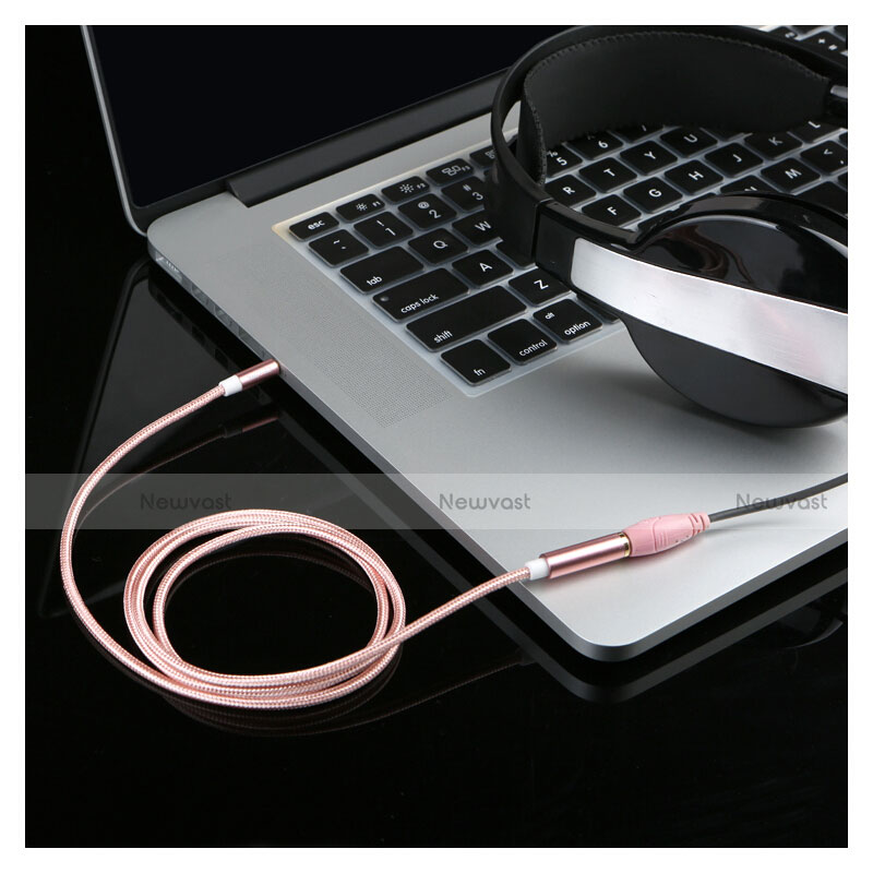 3.5mm Male to Male Stereo Aux Auxiliary Audio Extension Cable A06 Pink