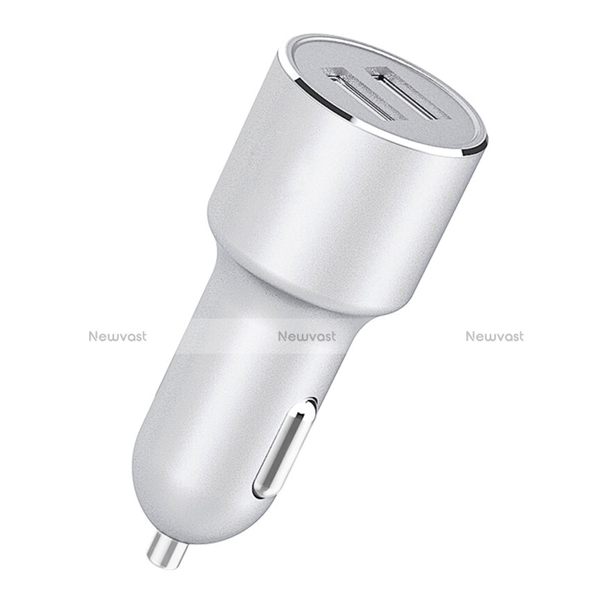 4.2A Car Charger Adapter Dual USB Twin Port Cigarette Lighter USB Charger Universal Fast Charging Silver