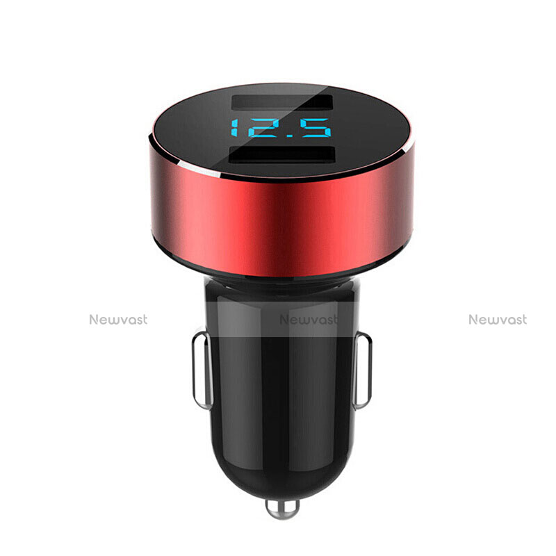 4.8A Car Charger Adapter Dual USB Twin Port Cigarette Lighter USB Charger Universal Fast Charging K07 Red