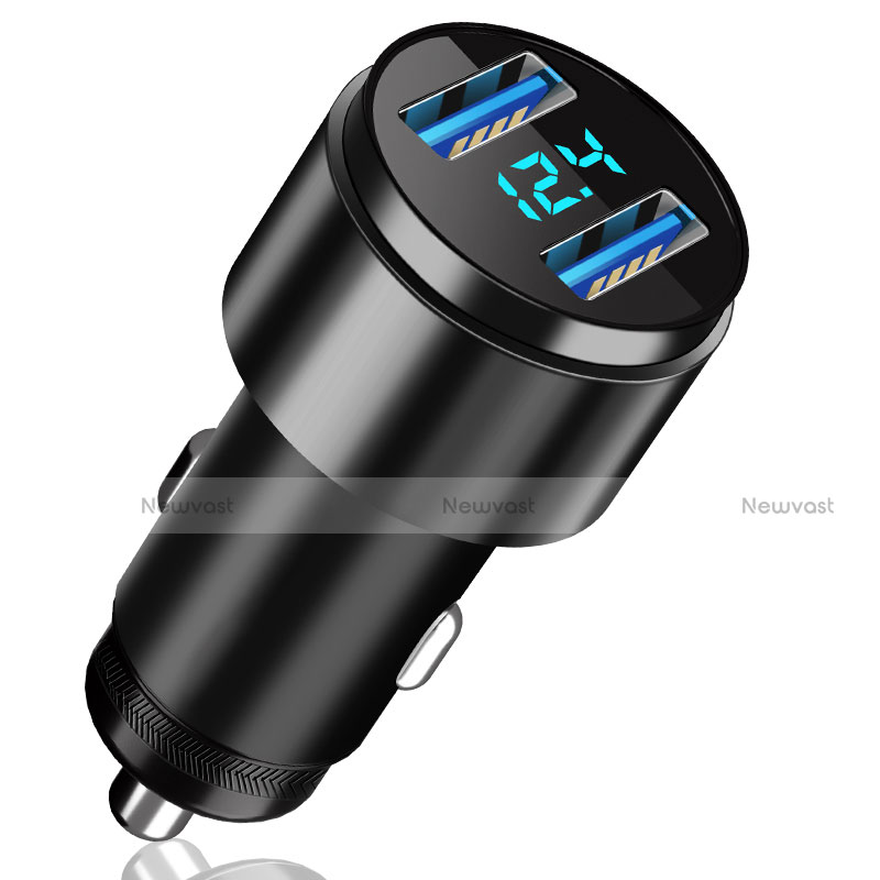 4.8A Car Charger Adapter Dual USB Twin Port Cigarette Lighter USB Charger Universal Fast Charging K10 Black