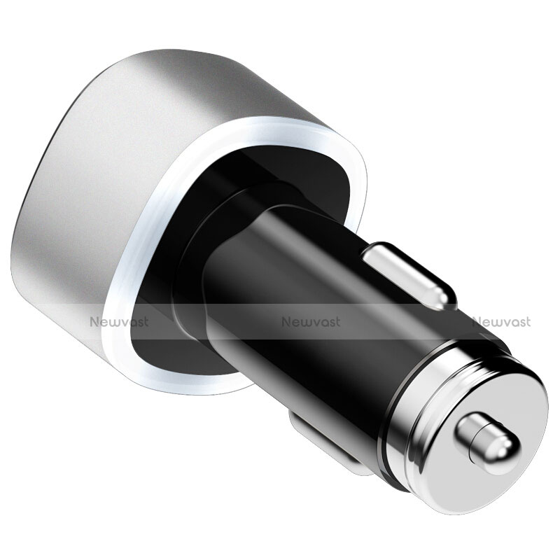 4.8A Car Charger Adapter Dual USB Twin Port Cigarette Lighter USB Charger Universal Fast Charging Silver