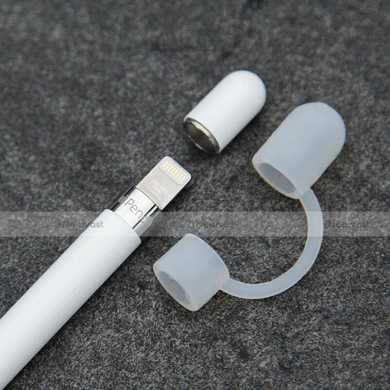 Cap Holder Cover Clip With Lightning Cable Adapter Tether Kits Anti-Lost P01 for Apple Pencil White