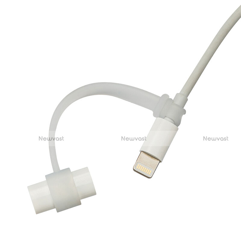 Cap Holder Cover Clip With Lightning Cable Adapter Tether Kits Anti-Lost P02 for Apple Pencil White