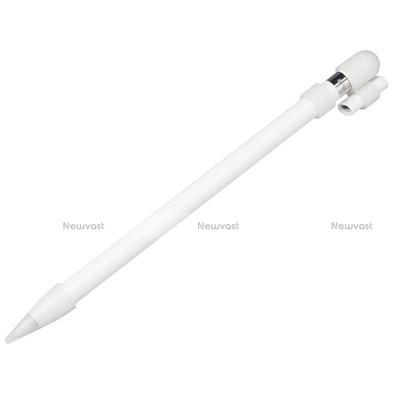 Cap Holder Cover Nib Cover with Lightning Cable Adapter Tether Kits Anti-Lost P02 for Apple Pencil White