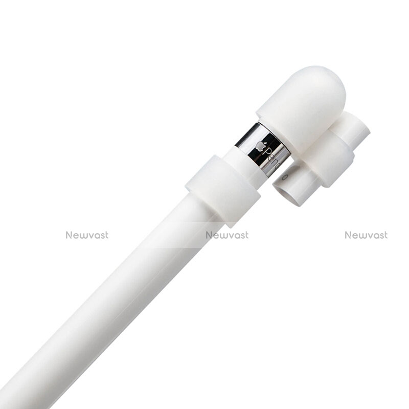 Cap Holder Cover Nib Cover with Lightning Cable Adapter Tether Kits Anti-Lost P02 for Apple Pencil White