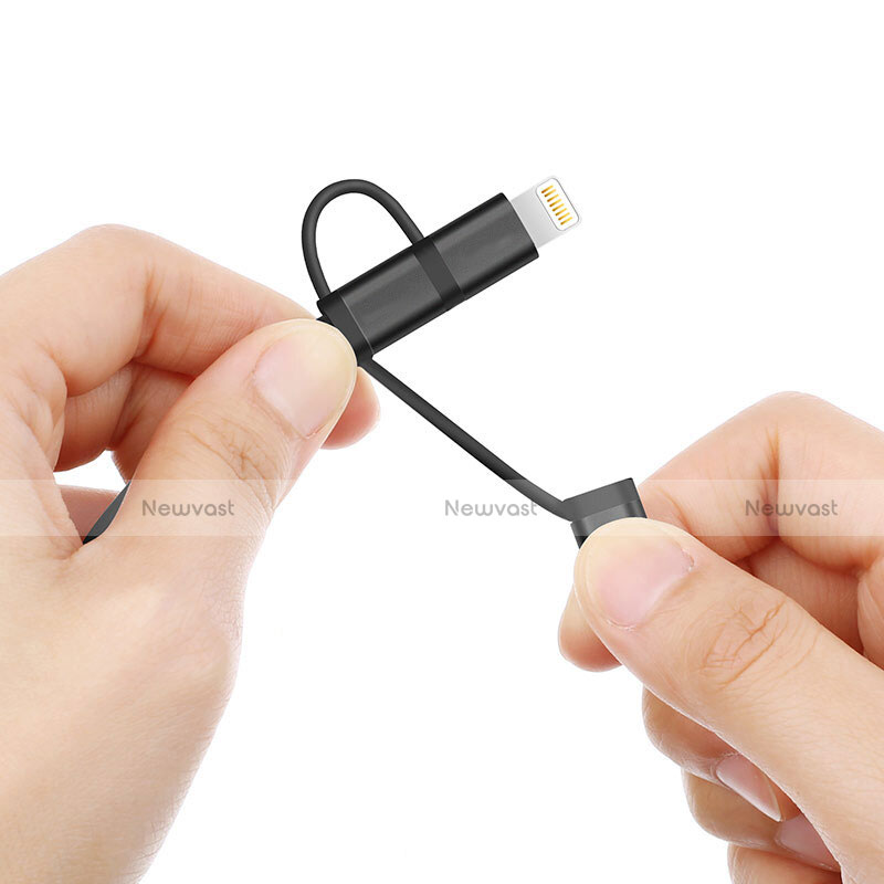 Charger Lightning USB Data Cable Charging Cord and Android Micro USB C01 for Apple iPhone 13 Mini Black