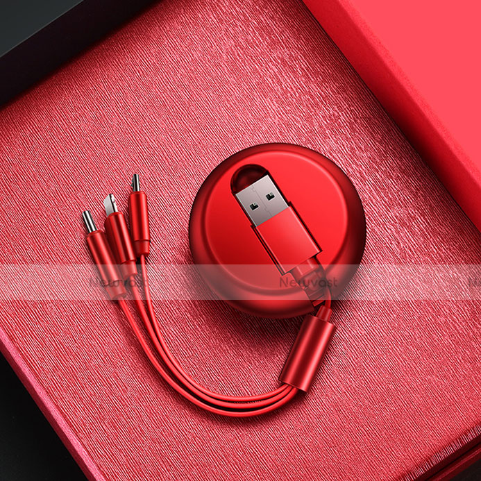Charger Lightning USB Data Cable Charging Cord and Android Micro USB C09 for Apple iPhone 13 Pro Red