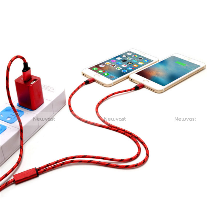 Charger Lightning USB Data Cable Charging Cord and Android Micro USB ML02 Red