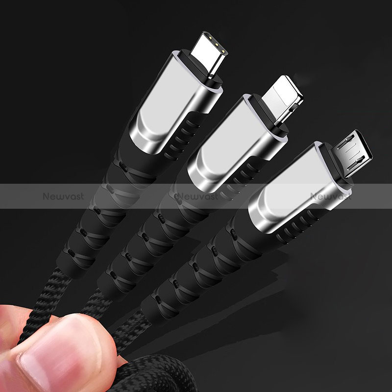 Charger Lightning USB Data Cable Charging Cord and Android Micro USB Type-C 5A H03