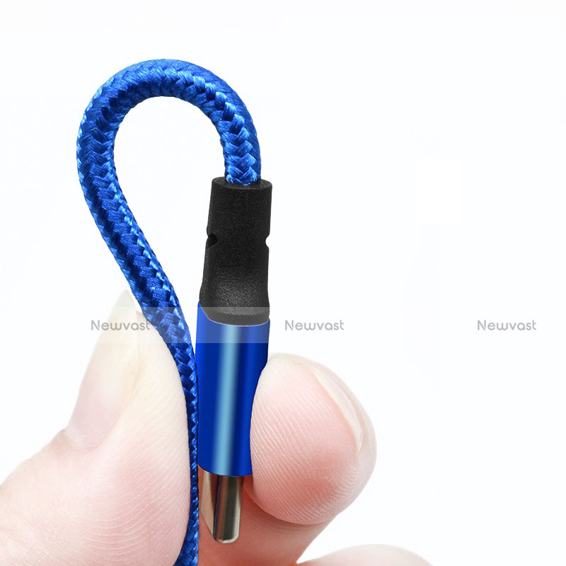 Charger Lightning USB Data Cable Charging Cord and Android Micro USB Type-C ML04 Blue