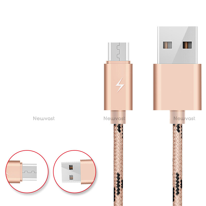 Charger Micro USB Data Cable Charging Cord Android Universal A03 Gold