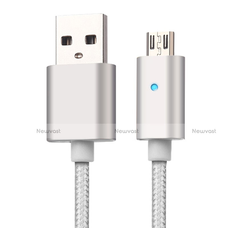 Charger Micro USB Data Cable Charging Cord Android Universal A08 Silver