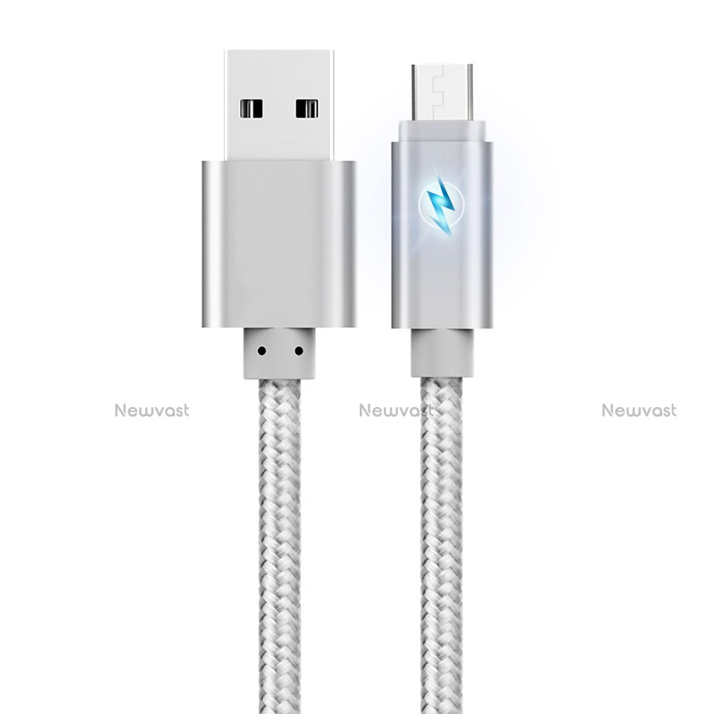 Charger Micro USB Data Cable Charging Cord Android Universal A10 Silver
