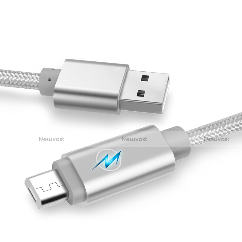 Charger Micro USB Data Cable Charging Cord Android Universal A10 Silver