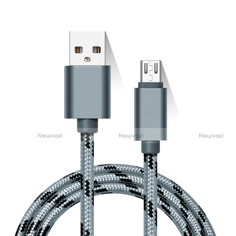 Charger Micro USB Data Cable Charging Cord Android Universal M01 Gray
