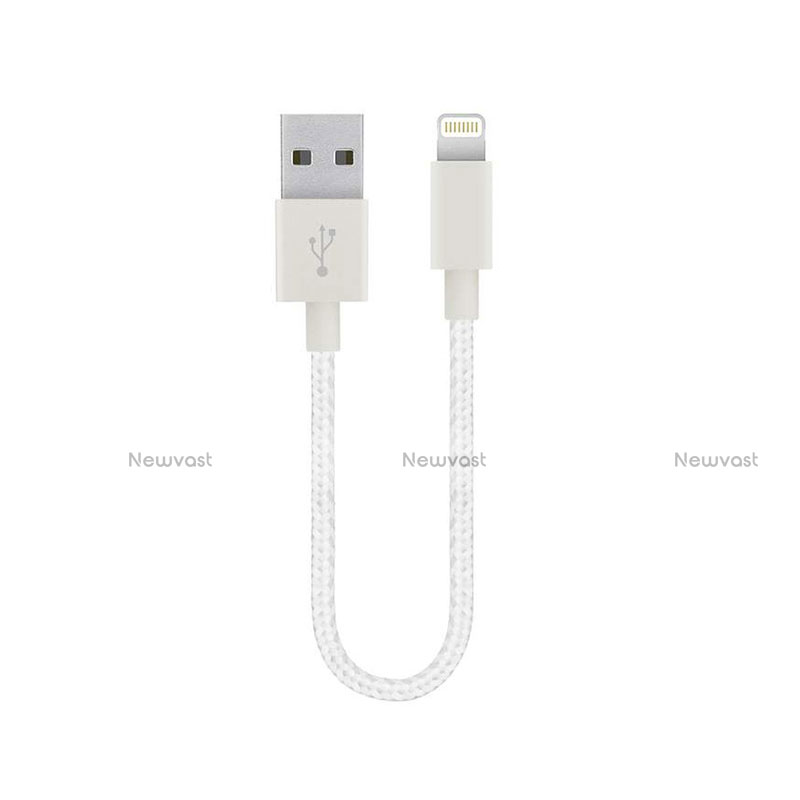 Charger USB Data Cable Charging Cord 15cm S01 for Apple iPhone 14 Plus White