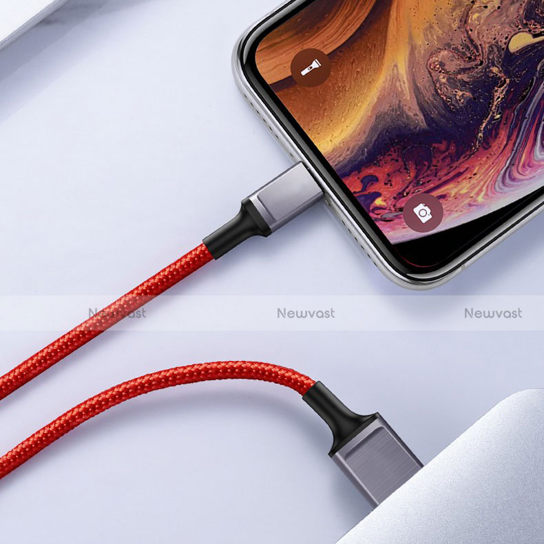 Charger USB Data Cable Charging Cord C03 for Apple iPhone 12 Pro Max Red