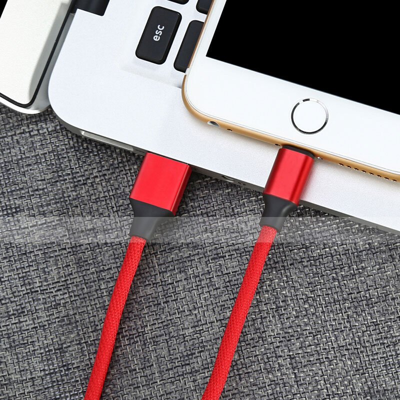 Charger USB Data Cable Charging Cord D03 for Apple iPhone 11 Pro Red