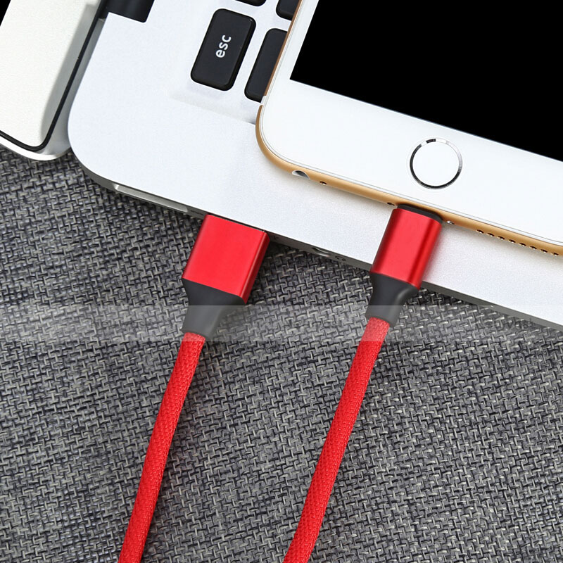 Charger USB Data Cable Charging Cord D03 for Apple iPhone 14 Pro Red