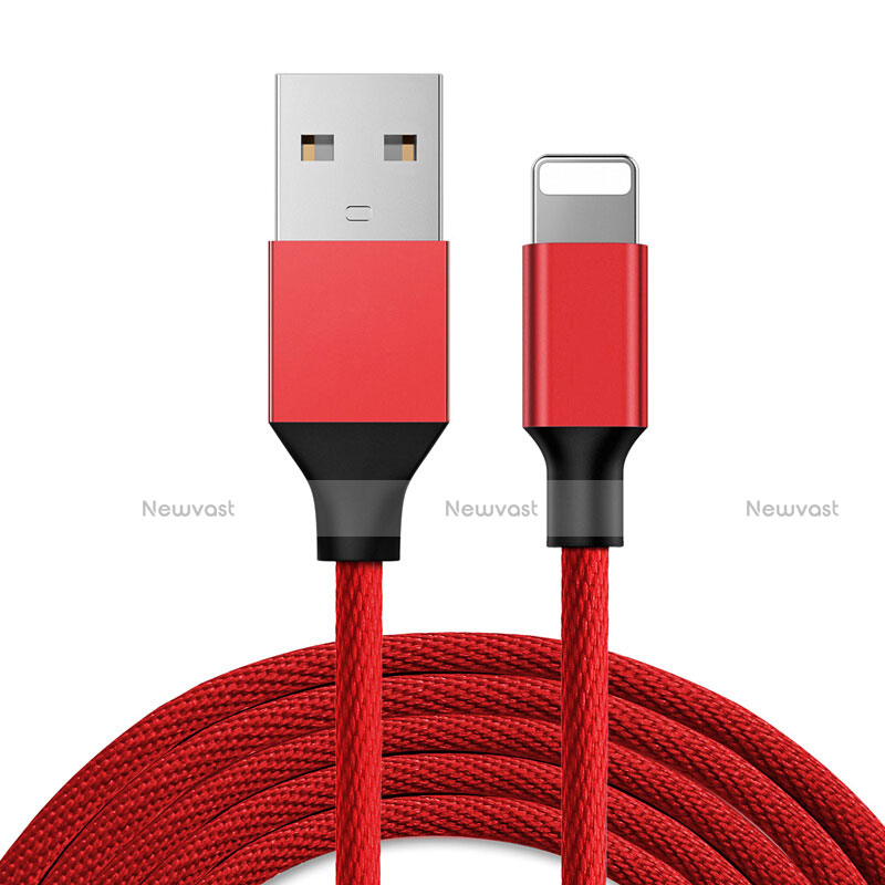 Charger USB Data Cable Charging Cord D03 for Apple iPhone SE (2020) Red