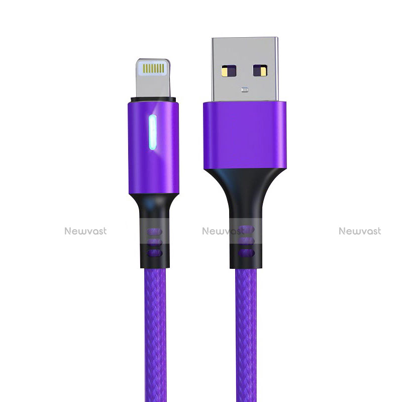Charger USB Data Cable Charging Cord D21 for Apple iPhone 12 Mini Purple