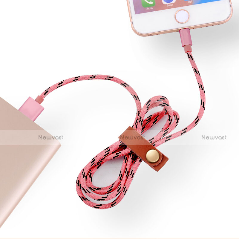 Charger USB Data Cable Charging Cord L05 for Apple iPhone 7 Plus Pink