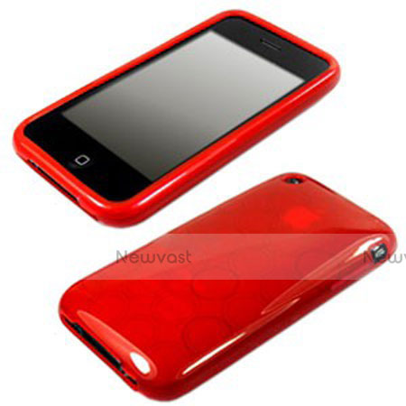 Circle Transparent Gel Soft Case for Apple iPhone 3G 3GS Red