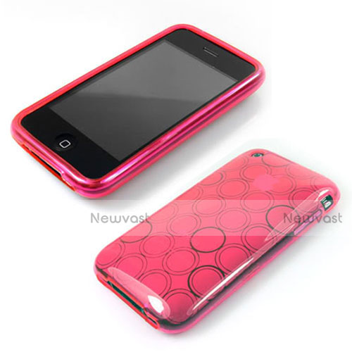 Circle Transparent TPU Soft Cover for Apple iPhone 3G 3GS Pink