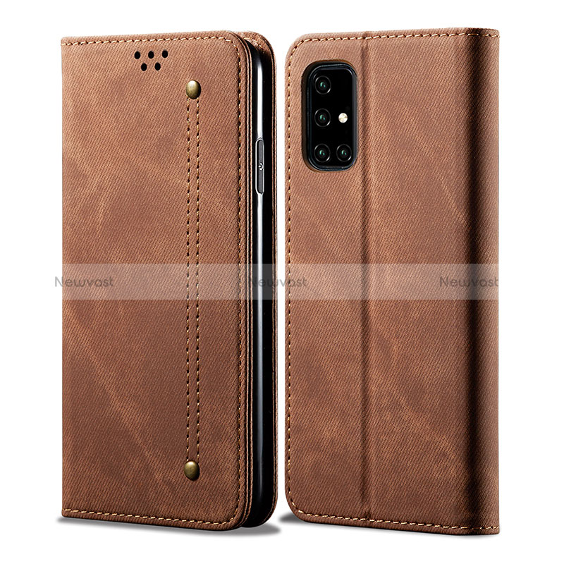 Cloth Case Stands Flip Cover B01S for Samsung Galaxy A51 5G Brown