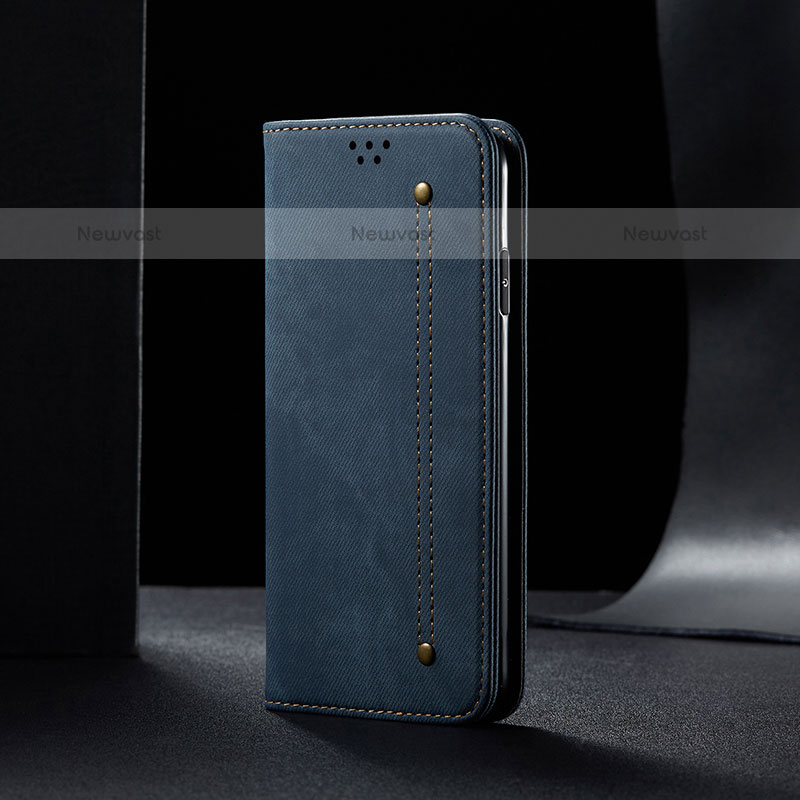 Cloth Case Stands Flip Cover B01S for Samsung Galaxy M30s Blue