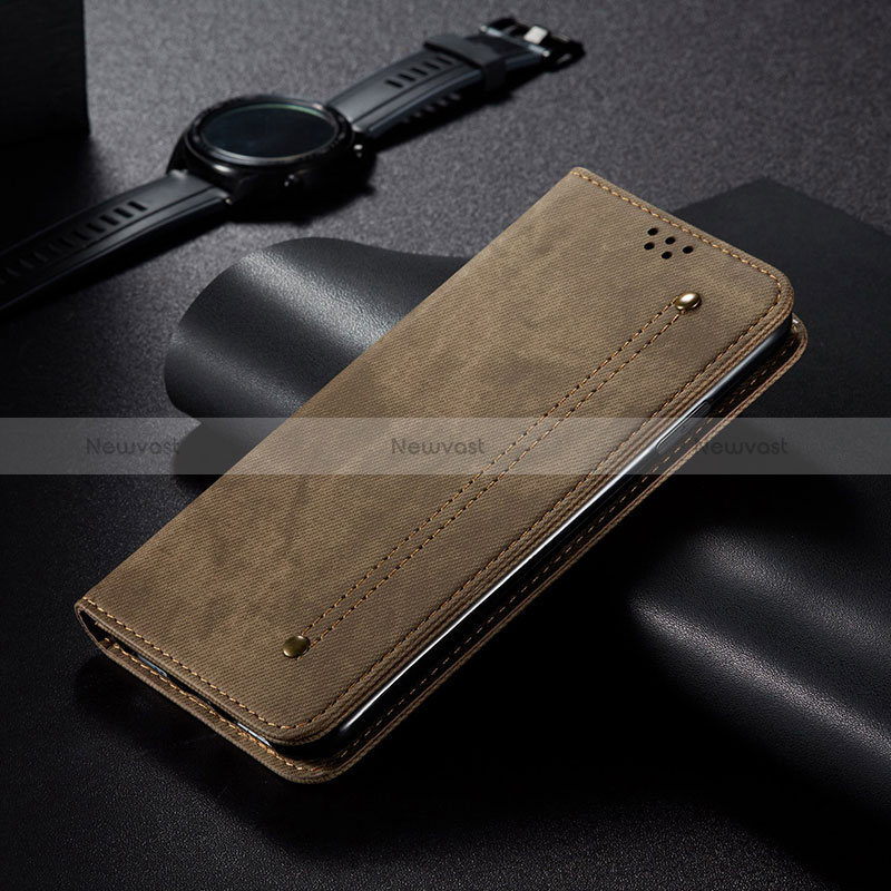 Cloth Case Stands Flip Cover B01S for Xiaomi Poco F5 5G Khaki