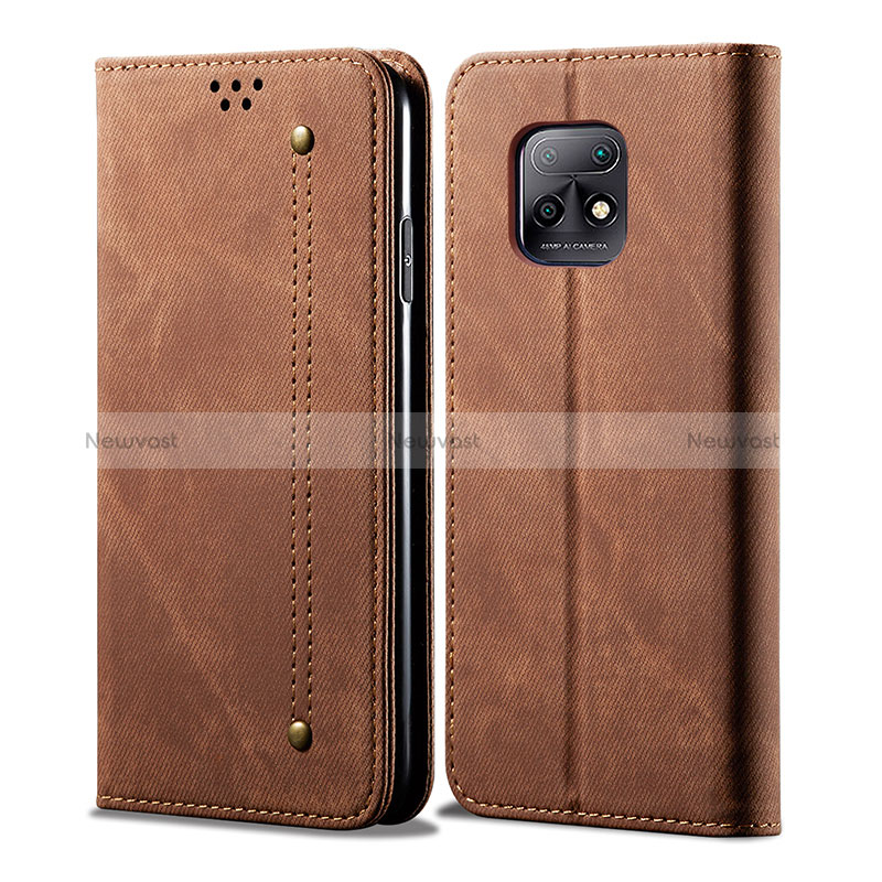 Cloth Case Stands Flip Cover B01S for Xiaomi Redmi 10X 5G Brown
