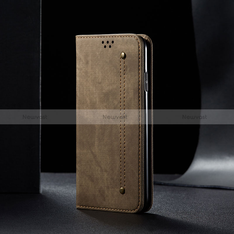 Cloth Case Stands Flip Cover B02S for Samsung Galaxy A71 5G Khaki