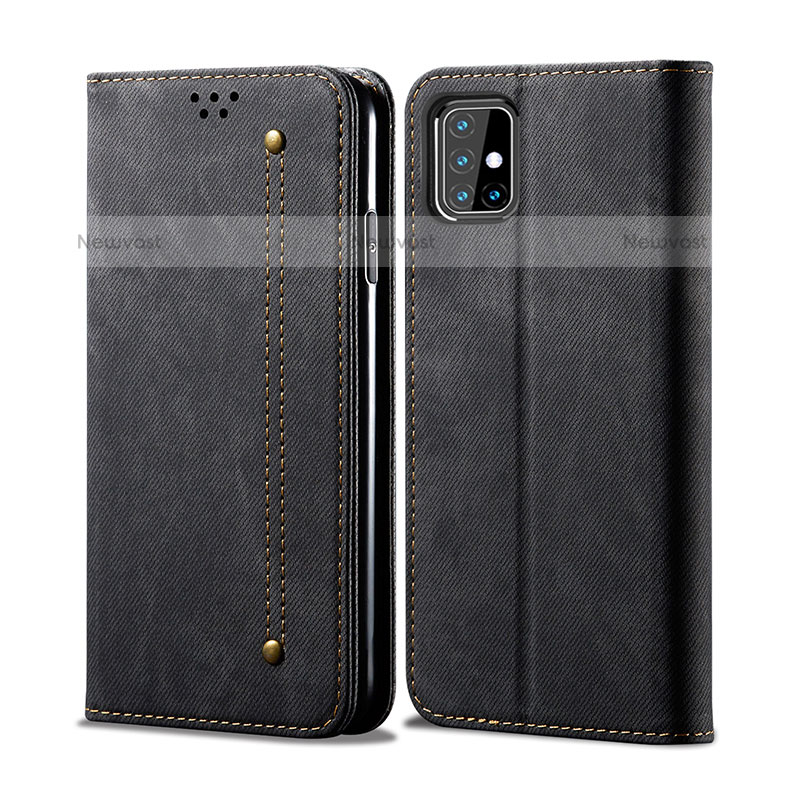 Cloth Case Stands Flip Cover B02S for Samsung Galaxy M31s Black