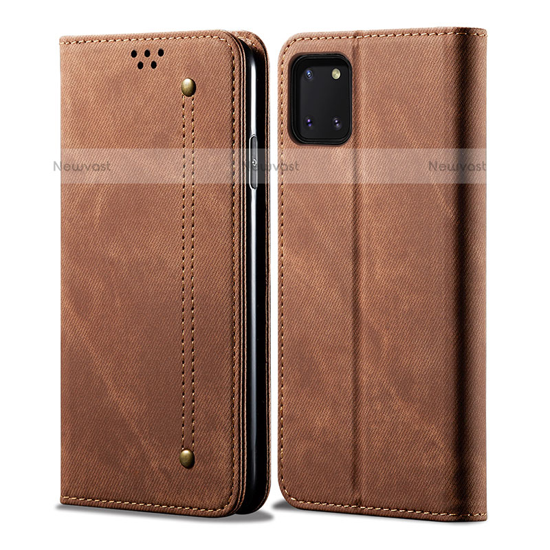 Cloth Case Stands Flip Cover B02S for Samsung Galaxy Note 10 Lite Brown