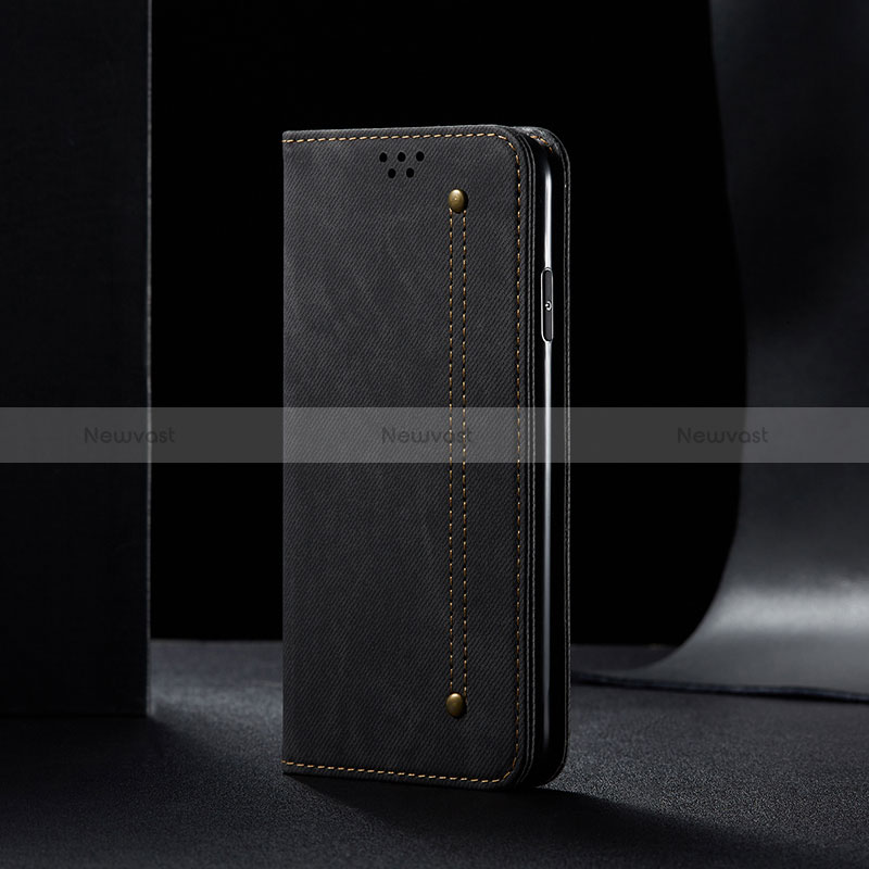 Cloth Case Stands Flip Cover B02S for Xiaomi Redmi 9A Black
