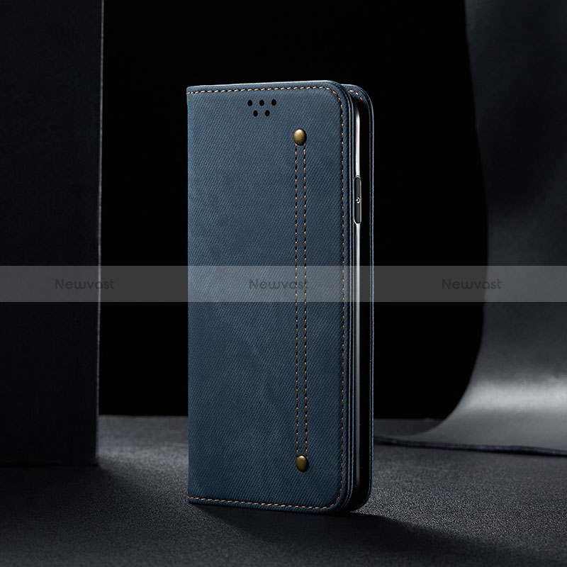 Cloth Case Stands Flip Cover B02S for Xiaomi Redmi Note 9 Blue