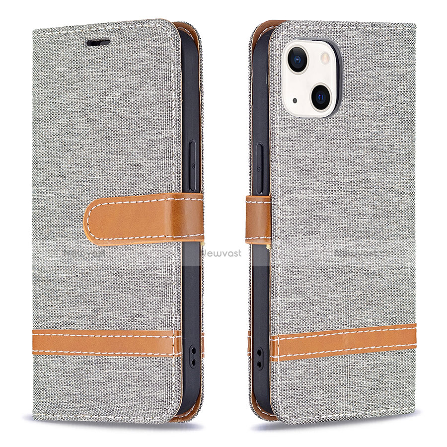 Cloth Case Stands Flip Cover for Apple iPhone 13 Gray