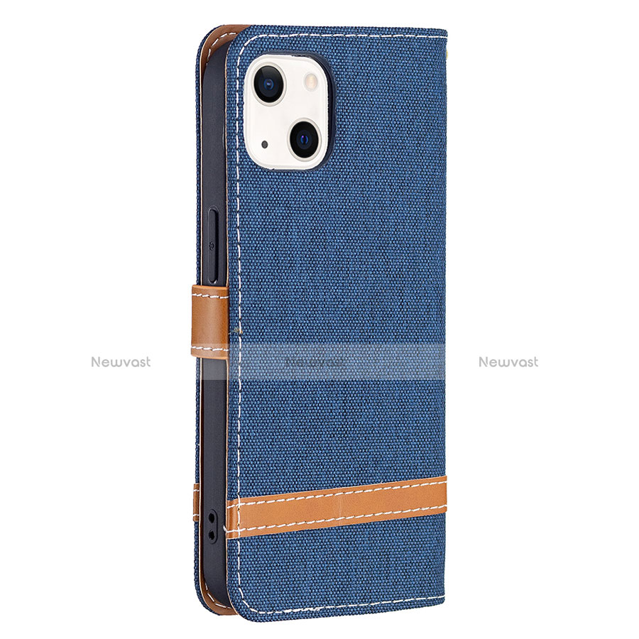 Cloth Case Stands Flip Cover for Apple iPhone 13 Navy Blue