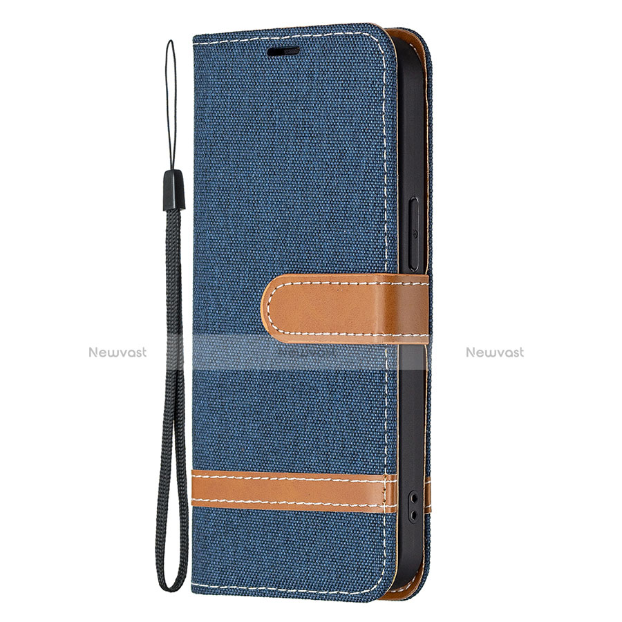 Cloth Case Stands Flip Cover for Apple iPhone 13 Pro Max Navy Blue