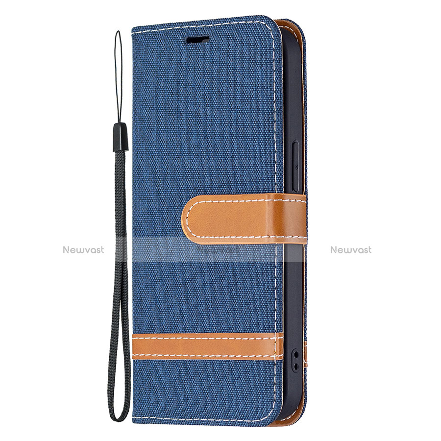 Cloth Case Stands Flip Cover for Apple iPhone 14 Plus Navy Blue